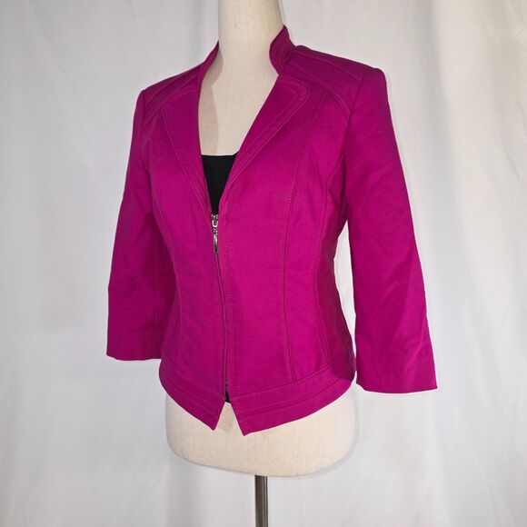 Perfect Form Fuchsia Zippered Blazer by White House Black Market Size 4 - Picture 3 of 16